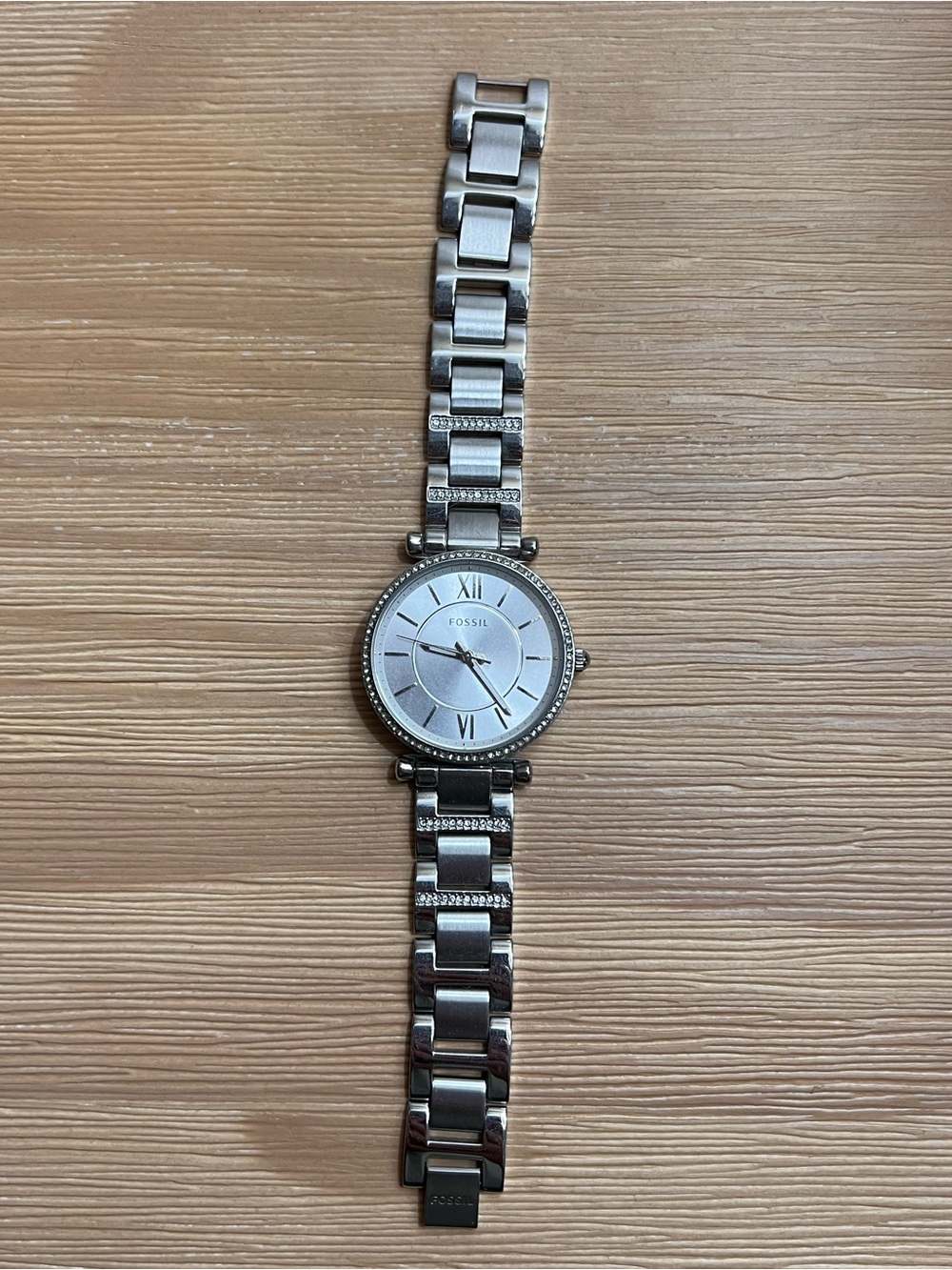 Fossil Silver Crystal-Accent Women's Bracelet Watch